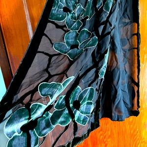 Sheer scarf with velvet accents